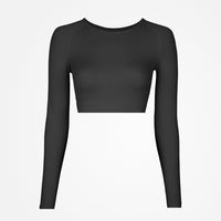 Maglia sportiva a costine manica lunga donna - Top - Nero