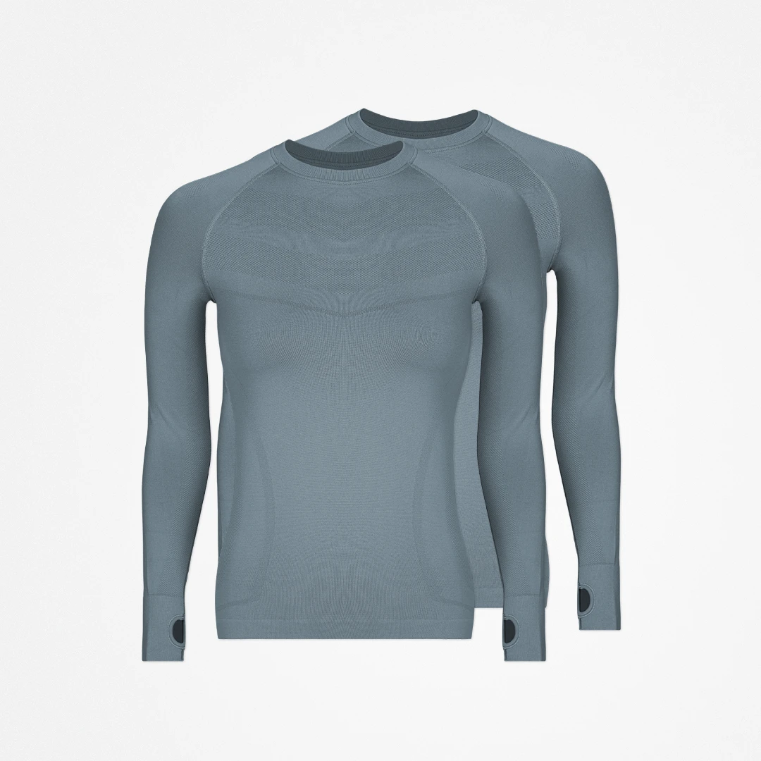 {"alt": "Maglia sportiva manica lunga donna - Top - Blu tortora", "quantity":"2"}