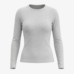 {"alt": "Langarmshirt Damen Rippstruktur - Oberteile - Hellgrau Meliert", "quantity":"1"}