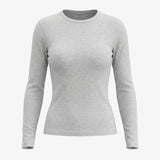 Langarmshirt Damen Rippstruktur - Oberteile - Hellgrau Meliert