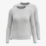 {"alt": "Langarmshirt Damen Rippstruktur - Oberteile - Hellgrau Meliert", "quantity":"2"}