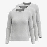{"alt": "Langarmshirt Damen Rippstruktur - Oberteile - Hellgrau Meliert", "quantity":"3"}