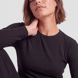Langarmshirt Damen Rippstruktur - Oberteile -