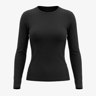Langarmshirt Damen Rippstruktur - Oberteile - Schwarz