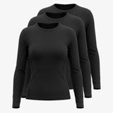 {"alt": "Langarmshirt Damen Rippstruktur - Oberteile - Schwarz", "quantity":"3"}