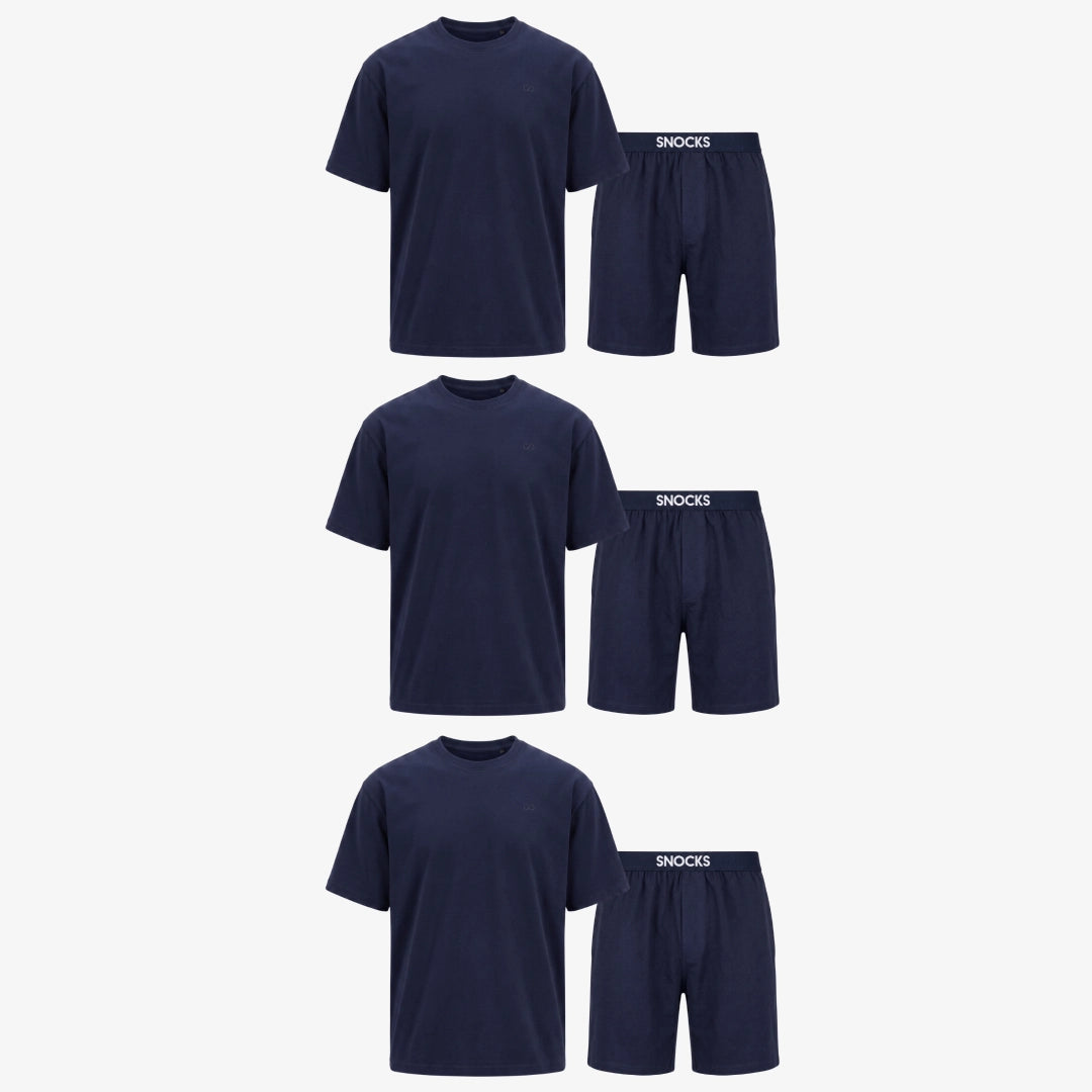 {"alt": "Schlafanzug Set Herren kurz - Kleidung - Dunkelblau", "quantity":"3"}