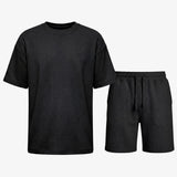 Schlafanzug Set Waffle Herren kurz - Kleidung - Schwarz
