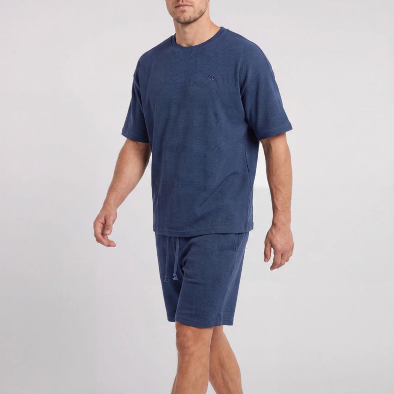 Schlafanzug Set Waffle Herren kurz - Kleidung -