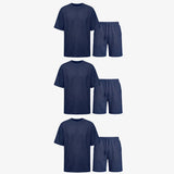{"alt": "Schlafanzug Set Waffle Herren kurz - Kleidung - Dunkelblau", "quantity":"3"}