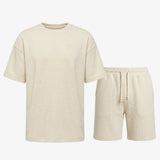 Schlafanzug Set Waffle Herren kurz - Kleidung - Beige