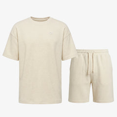 Schlafanzug Set Waffle Herren kurz - Kleidung - Beige