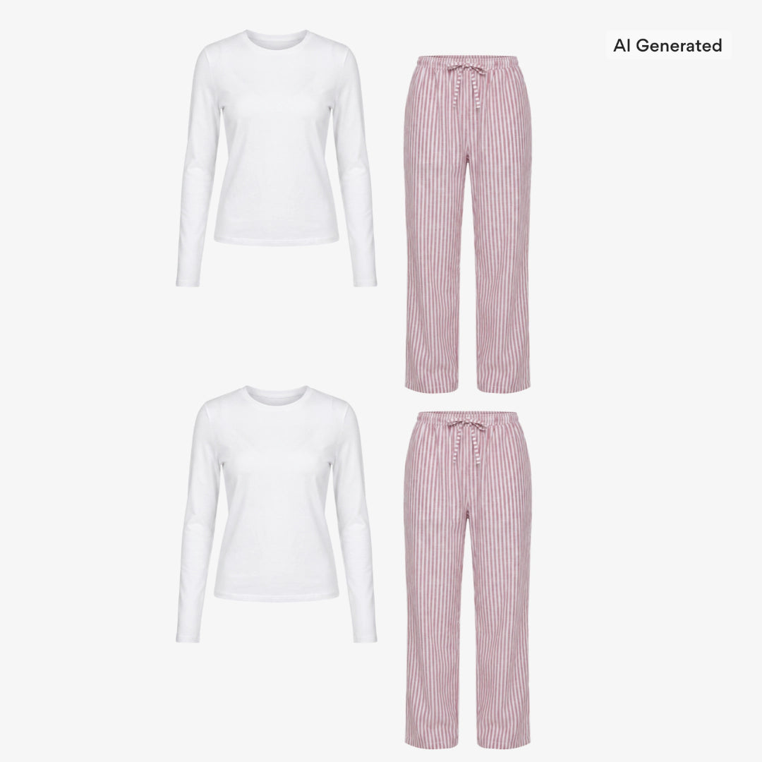 {"alt": "Schlafanzug Set Gestreift Damen lang - Kleidung - Coral Pink/Weiß", "quantity":"2"}