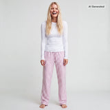Schlafanzug Set Gestreift Damen lang - Kleidung - Weite Hose