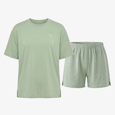 Schlafanzug Set Damen kurz - Kleidung -Salbeigrün