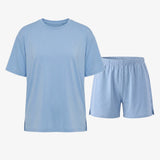 Schlafanzug Set Damen kurz - Kleidung -Hellblau