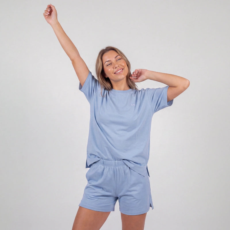 Schlafanzug Set Damen kurz - Kleidung -Hellblau