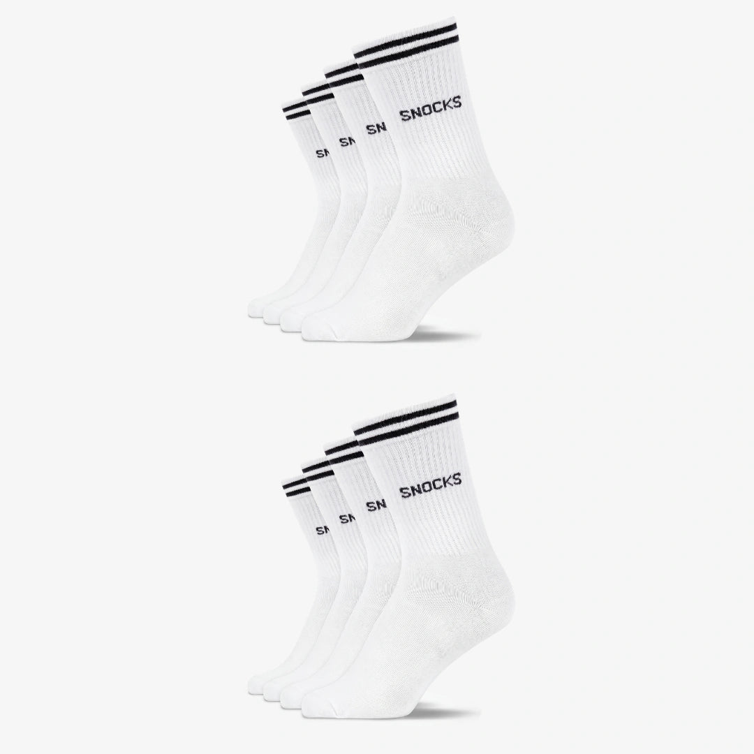 {"alt": "Hohe Sportsocken mit Streifen Kinder - Socken - Weiß", "quantity":"2"}
