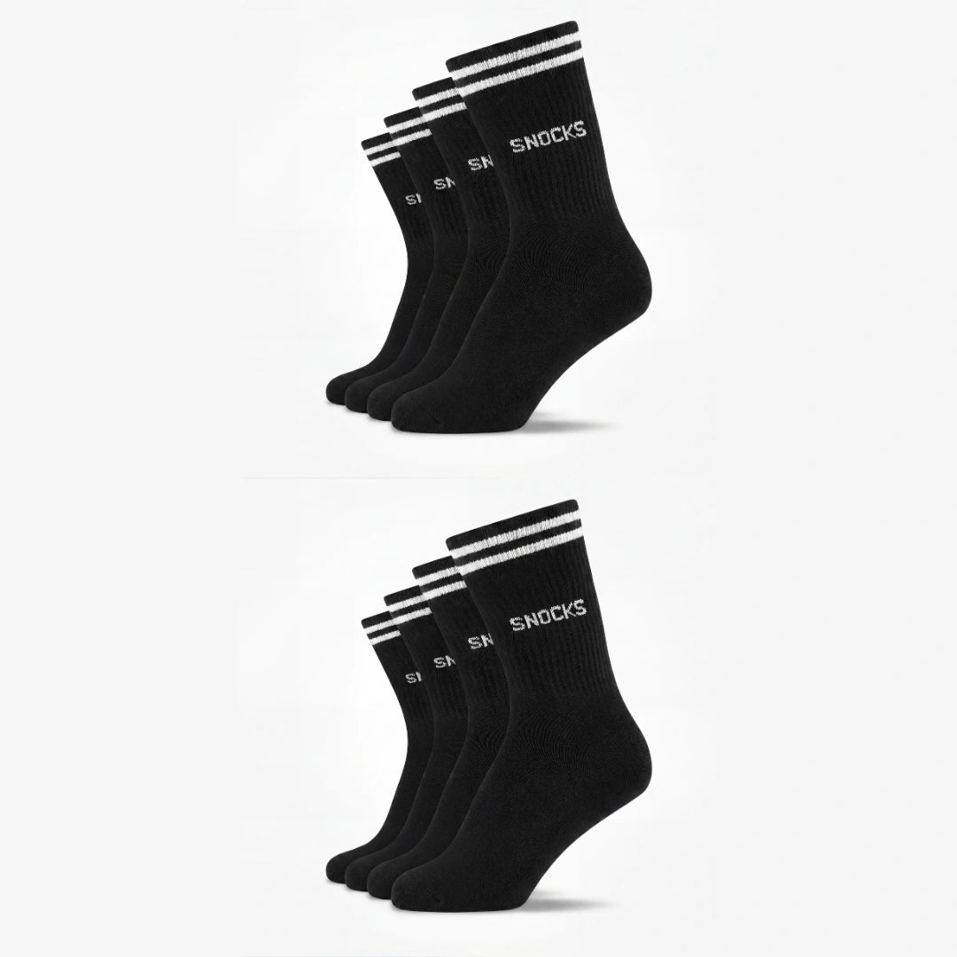 {"alt": "Hohe Sportsocken mit Streifen Kinder - Socken - Schwarz", "quantity":"2"}
