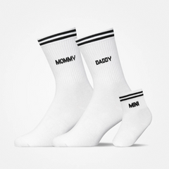 Family socks "Mommy, Daddy, Mini" | White