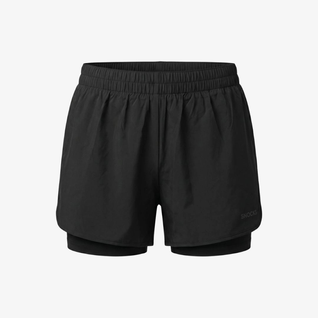 2 in 1 Sport Shorts Damen - Hosen -Schwarz
