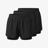 {"alt": "2 in 1 Sport Shorts Damen - Hosen -Schwarz", "quantity":"3"}