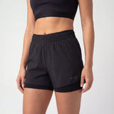 Shorts de sport 2 en 1 pour femmes | Noir