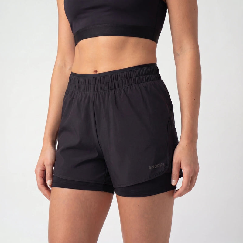 Shorts de sport 2 en 1 pour femmes | Noir