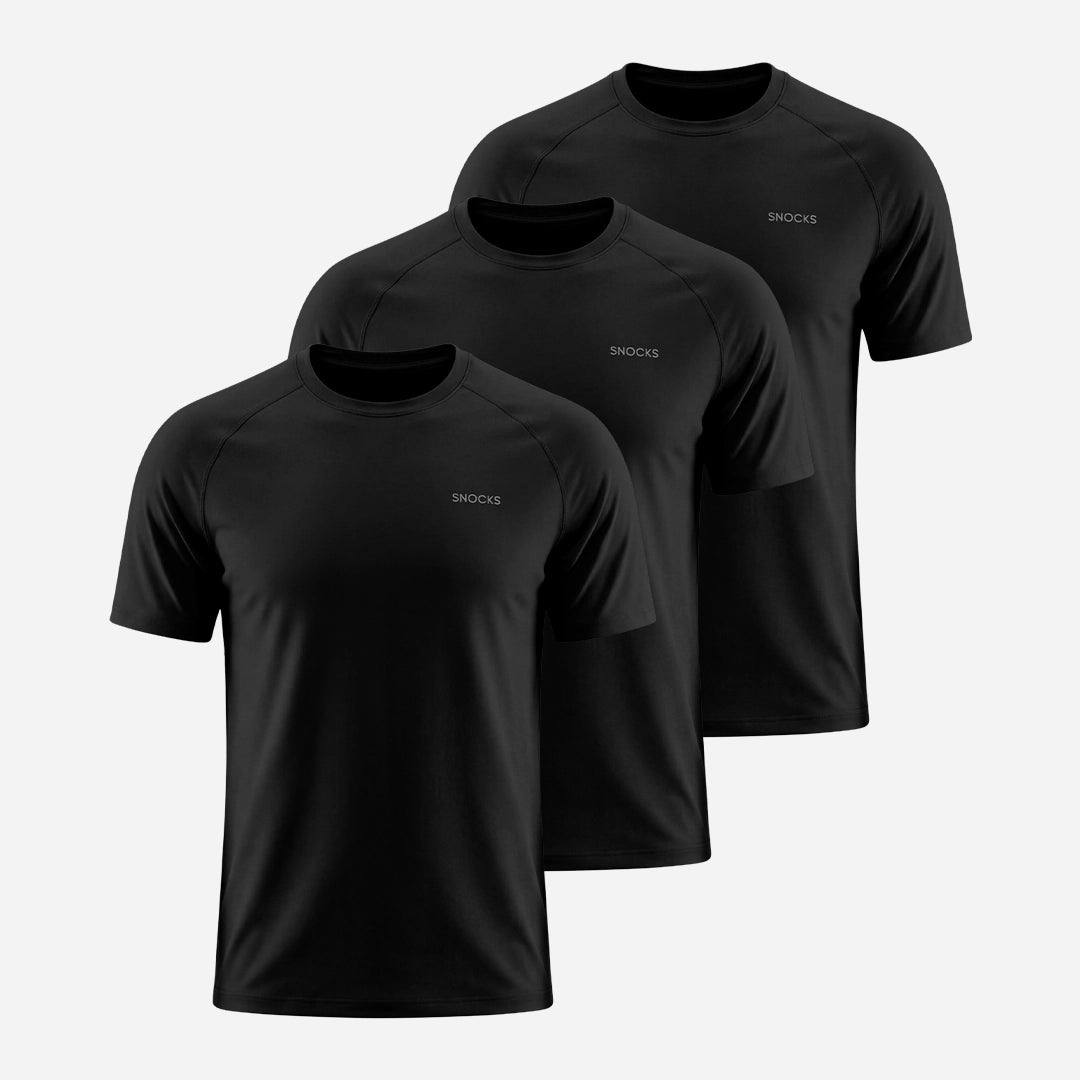 {"alt": "Koszulka treningowa Raglan męska - Górne części garderoby - Czarny", "quantity":"3"}