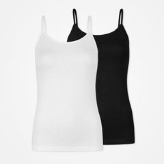 {"alt": "Tops spaghetti pour femmes - Hauts - Noir et blanc", "quantity":"1"}