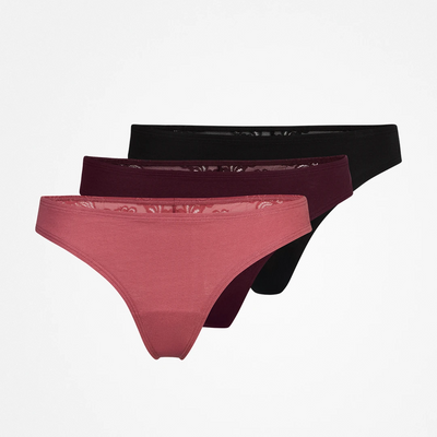 Tangas mit Spitze - Unterhosen - Mix (Mauve/Weinrot/Schwarz) (Lace)