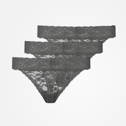 Perizoma in pizzo - Biancheria intima - Grigio