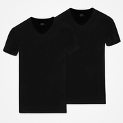 T-shirt col en V - Hauts - Noir