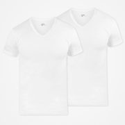 T-shirt col en V - Hauts - Blanc