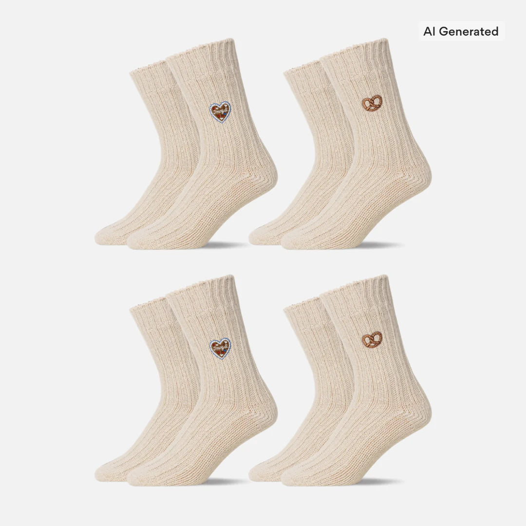 {"alt": "Norweger Socken - Socken - Off White "Lebkuchenherz & Brezn"-Edition", "quantity":"2"}
