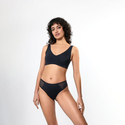 SNOCKS x femtis Period Panty - ZORA Tanga Sport | Czarny