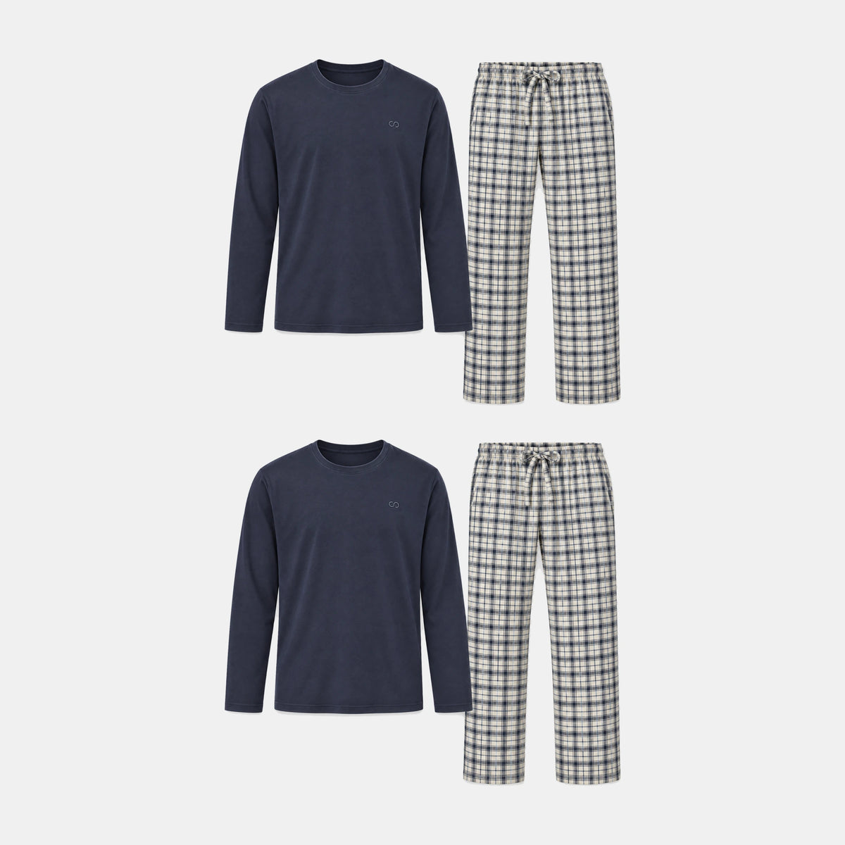 {"alt": "Flanell Schlafanzug Set Herren - Kleidung - Dunkelblau-Weiß kariert", "quantity":"2"}