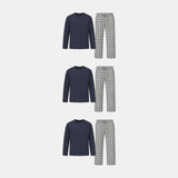 {"alt": "Flanell Schlafanzug Set Herren - Kleidung - Dunkelblau-Weiß kariert", "quantity":"3"}