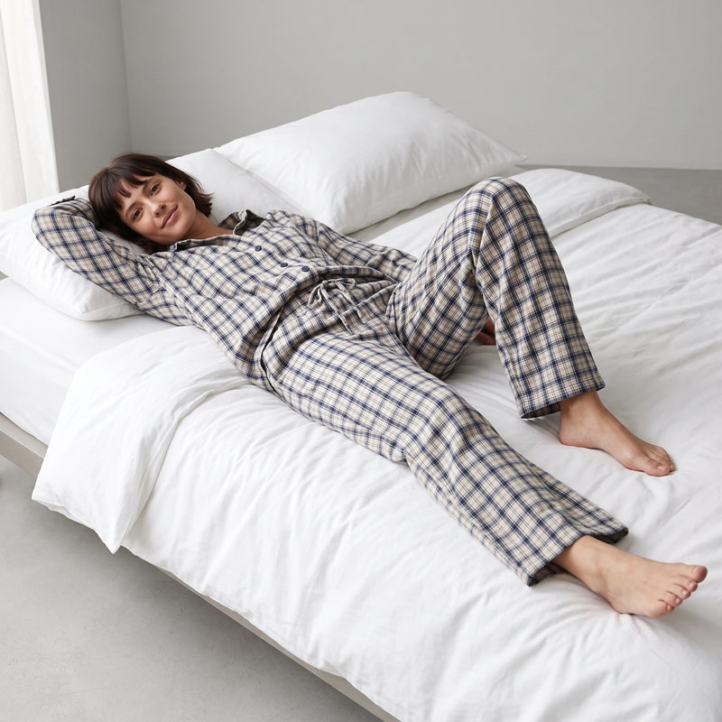 Flanell Schlafanzug Set Damen - Kleidung - Für Couch &amp; Bett