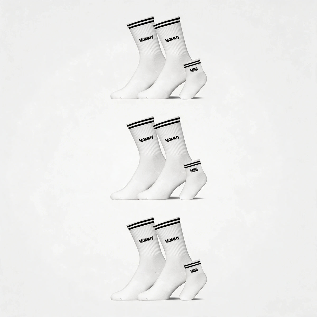 {"alt": "Familiensocken „Mommy, Mommy, Mini“ - Socken - Weiß", "quantity":"3"}
