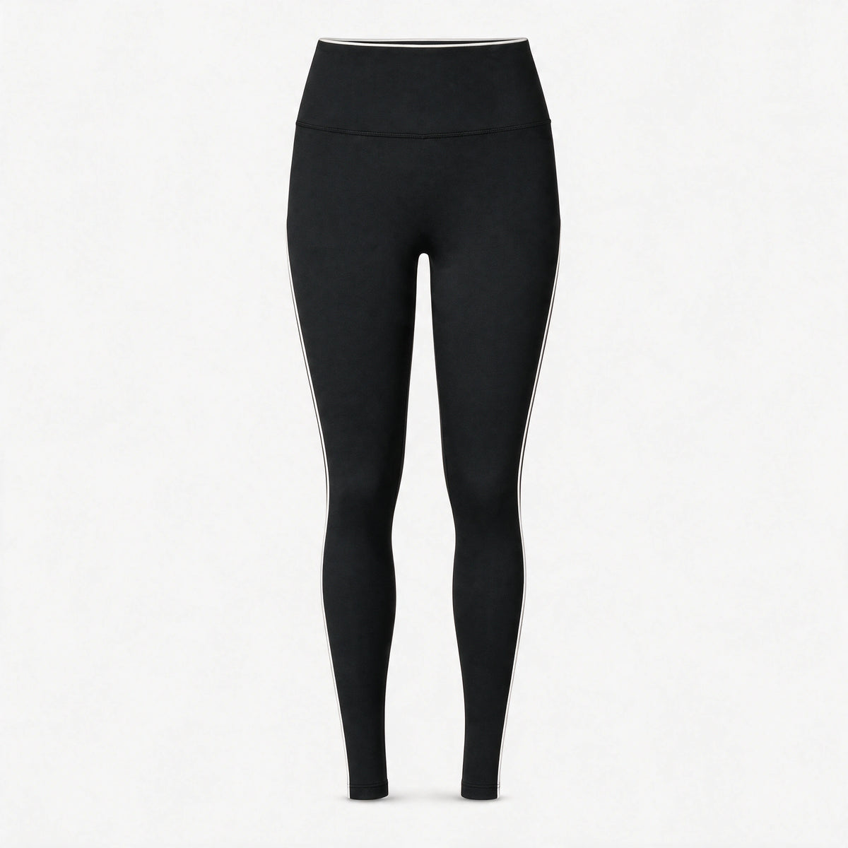 High Waist Leggings mit Retro Kontraststreifen - Hosen - Schwarz