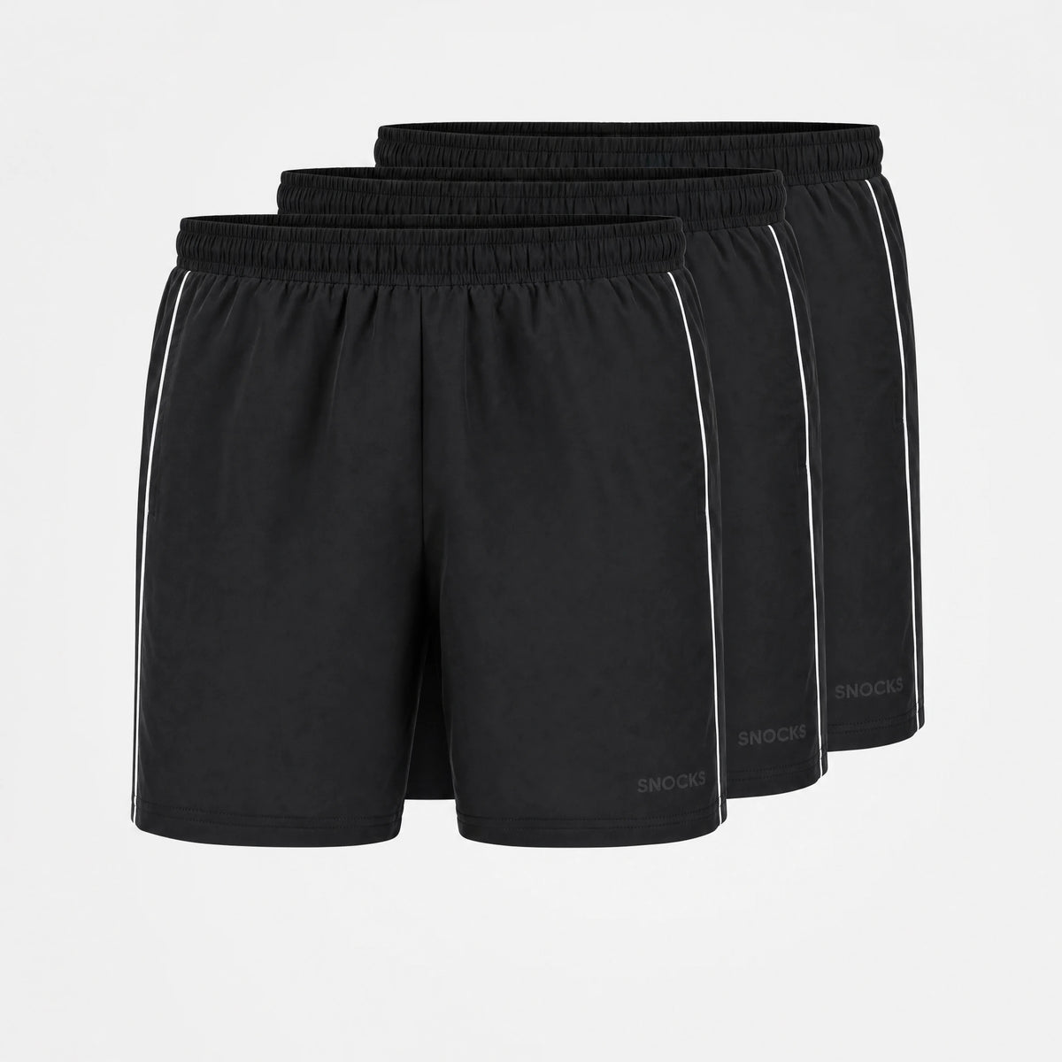 {"alt": "Sport Shorts Herren mit Kontraststreifen - Hosen - Schwarz", "quantity":"3"}