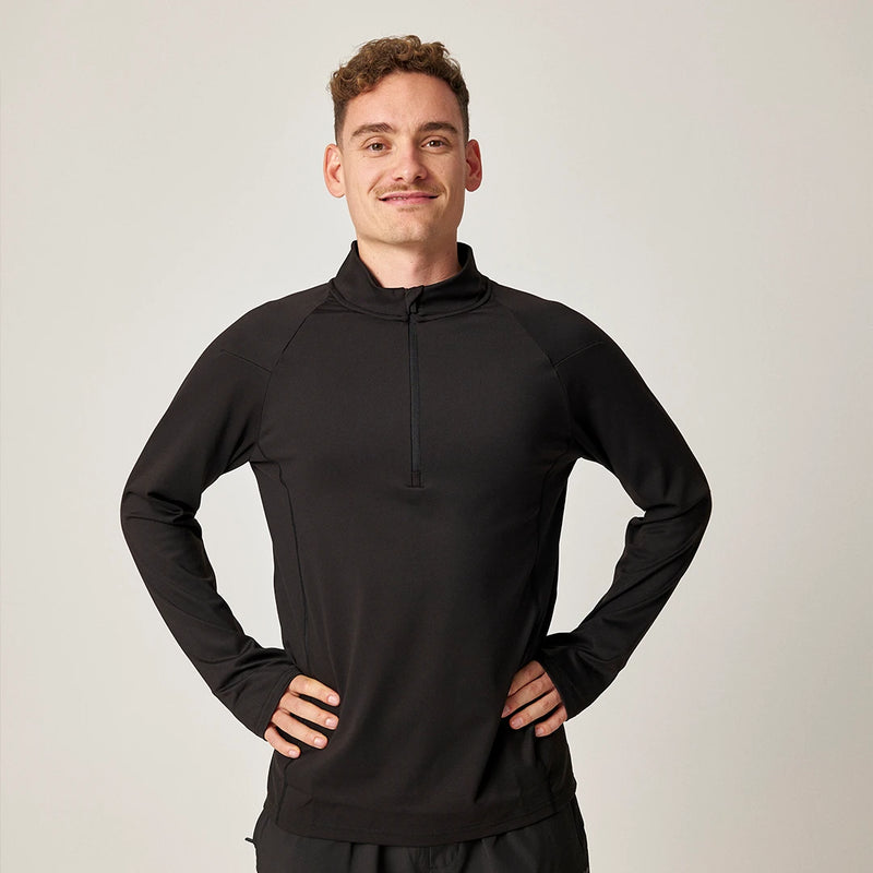 Maglia sportiva uomo manica lunga con mezza cerniera - Maglie -