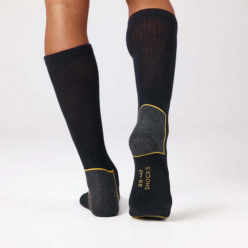Chaussettes de travail haut de gamme | Noir/accents jaunes